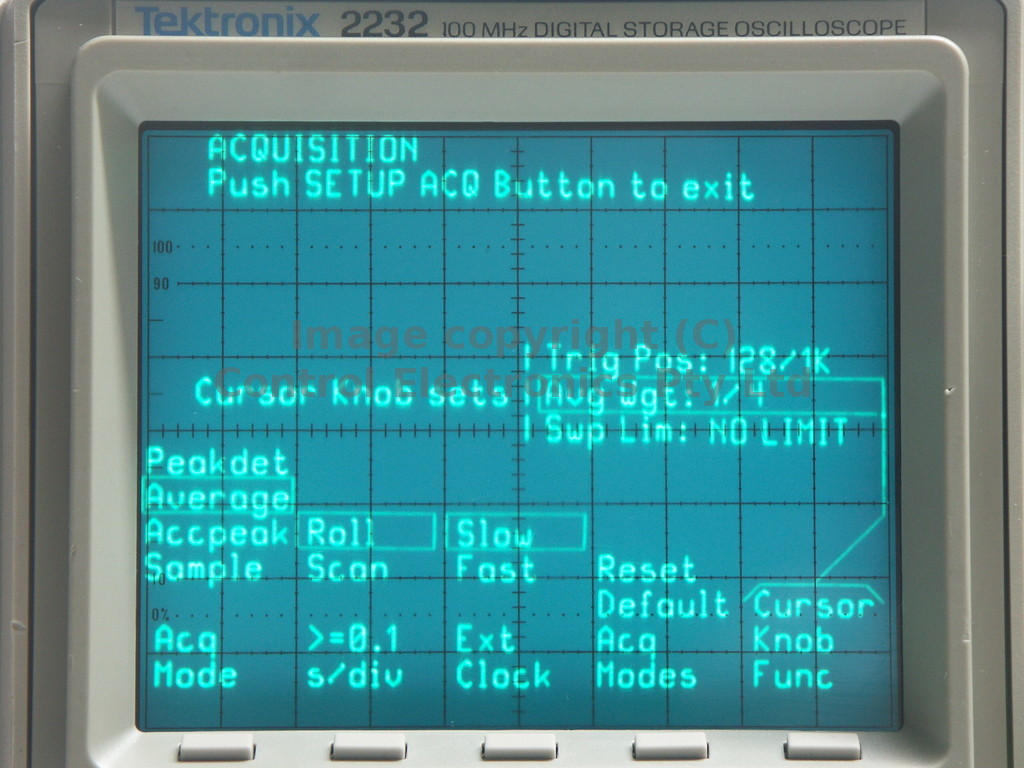Tektronix 2232 screen view