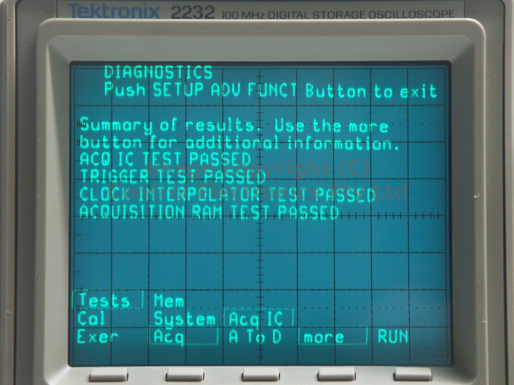 Tektronix 2232 screen view