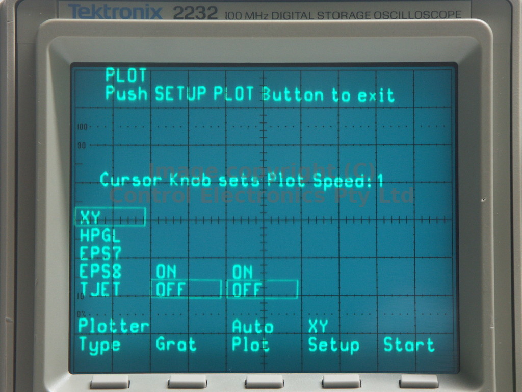Tektronix 2232 screen view